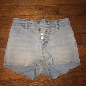 light was jean shorts